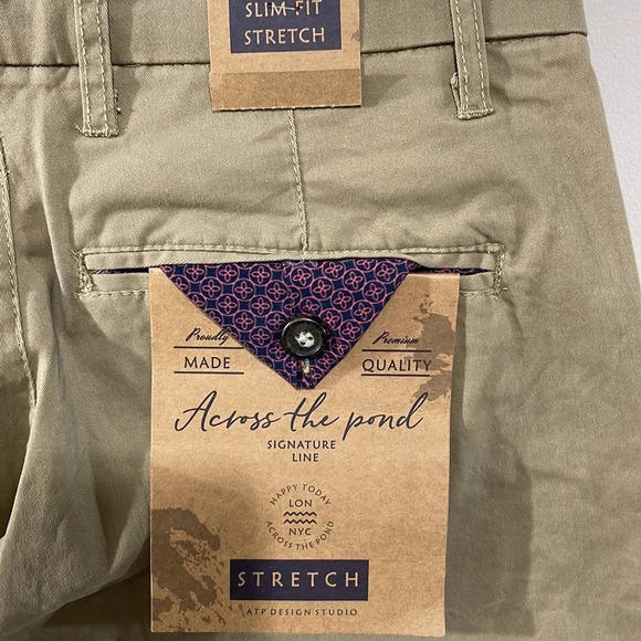 NWT Across The Pond ATP Signature Line Slim Fit Stretch Chino Tan 29x30 - Picture 7 of 16